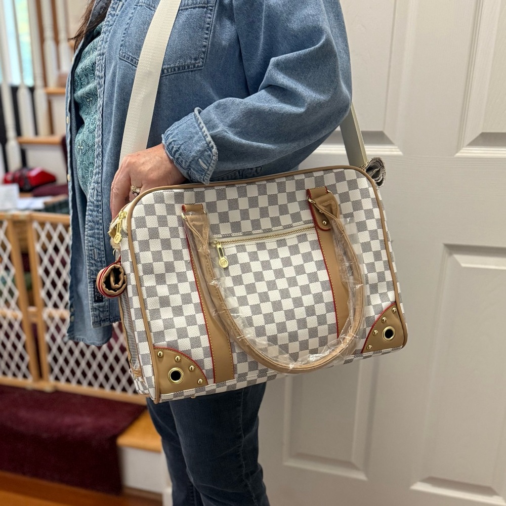 Luxury Checkered small Dog Carrier - Collapsible…